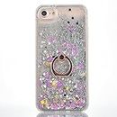 iPhone 6 6S Case [With Tempered Glass Screen Protector],Mo-Beauty Flowing Liquid Floating Bling Shiny Sparkle Glitter Clear Plastic Hard Case Cover For Apple iPhone 6 6S 4.7 Inches (Silver)