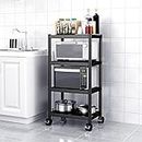 WPT Kitchen Baker's Rack Utility Scaffale per forno a microonde, carrello su ruote, organizer da cucina regolabile a 4 ripiani, in acciaio inox