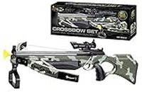 Large Kids Real Shooting Toy Camouflage Crossbow Archery Set, Includes 3 Suction Arrows & Laser Pointer Sight, Double Safety Release, Range 10mtrs Range, Army Toy