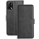 Accesorios Oppo F19 Leather Flip Cover | Shockproof | 360 Protection | Wallet Style Magnetic Closure Back Cover Case for Oppo F19 (Black)