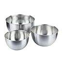 Gluman Stainless Steel Mixing Bowls for Kitchen | Mixing Bowl for Cake Batter | Kitchen and Baking Accessories Items | Set of 3 Pieces (4500ml, 2500ml, 1500ml) - Silver