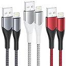 iPhone Charger Cable 3M 3Pack Apple MFi Certified Lightning Cable Nylon Braided iPhone Charging Cable Extra Long USB iPhone Cable Fast Charge for iPhone 14 13 12 11 Pro Max XR XS 10 8 7 Plus 6s 6,iPad