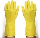 RBGIIT Seebuy 1BL Reusable Latex Safety Gloves for Dish Platform Of Kitchen Washing,Home And Clothes Cleaning, Kitchen, Garden Many Type Uses Men Women Unisex Everypeople 1 Pairs Combo (Yellow)