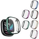 6 Packs Case Compatible with Fitbit Sense/Fitbit Versa 3 Screen Protector, NAHAI All Around Ultra Thin Plated Bumper Shell Scratch-Resist Cover Accessories for Fitbit Sense/Versa 3 Smartwatch