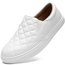 STQ White Slip On Sneakers for Women Casual Slip On Shoes Comfort Nursing Shoes for Ladies White 9 US