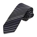 DAE7A11E Black Grey Stripes Microfiber Skinny Tie Beautiful Thin Tie By Dan Smith