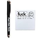 Fresh Outta Fucks Pad and Pen,Funny Sticky Notes Office Supplies,Desk Accessories for Friends Funny Christmas Gifts for Men Women (Black)