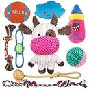 Dog Chew Toys for Puppy Teething Training,Interactive Stuffed Plush Dog Squeak Toys for Small Dogs,9 Packs Dog Rope Toys Puppy Chew Squeaky Toys, Rope Knot Chew Toy for Dental Cleaning and Teething