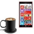 Charger for Nokia Lumia 1520 (Charger by BoxWave) - HottieMug with Wireless PowerDisc Charger (15W), Qi Wireless 15W Mug Warmer Coffee Desktop Charger for Nokia Lumia 1520 - Jet Black