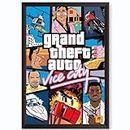 Waltractive GTA: Vice City Official Poster with Frame - Sleek Black Framed Poster for wall - 12x18 Inch - Perfect Addition for Gamers and Fans of the Grand Theft Auto VC