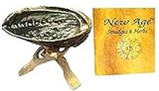 New Age Smudges & Herbs® 5-6 inches Premium Natural Abalone Shell &Wooden Stand~ Smudging, Cleansing Home, Meditation, Incense Holder, Home Décor, 100% Natural & Sustainable.