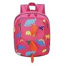 (Rose Red) - Kids Toddlers Cute Dinosaur Walking Safety Harness Backpack Baby Walker's Bag With Safety Reins Belts Travel Bag Cartoon Nursery School Bag for Baby Boys Girls