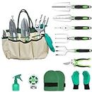 GREEN HAVEN Stainless Steel 11 Piece Heavy Duty Garden Tool Set with Tote Bag – Premium Gardening Tools & Hand Tools Set | Perfect Gardening Gifts for Men & Women | Durable Garden Tools for Gardening