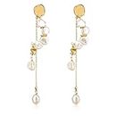 ELEXIS Gold Long Pearl Dangle Earrings For Women Statement Baroque Pearl Earrings Drop Tassel Jewelry