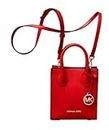 Michael Kors Mercer Extra-Small Pebbled Leather Crossbody Bag, Brightred