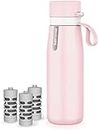 Philips GoZero Everyday Insulated Stainless Steel Water Bottle with 3 Philips Everyday Tap Water Filters BPA Free Transform Tap Water into Healthy Tastier Water Keep Drink Hot/Cold, 18.6 oz, Pink