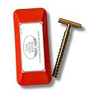 GNS G-1 Double Edge Safety Razor for Men | Premium Stainless Steel Shaving Razor | Classic Single Blade Design | Traditional DE Closed Comb Razor with Brass Finish | free 10 Blades… (Swirl Handle)