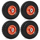 VonHaus Pneumatic Wheels 10” Pack of 4, Spare Replacement Universal Tyre Set for Wheelbarrows, Garden Carts, Sack/Hand Trucks, Trolleys, Utility Wagons, Puncture Proof Heavy Duty Tires, Easy Install