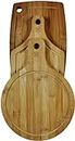 HOME BUY Kitchen Wooden Cutting Boards - Bamboo with Grooves - Wood for Vegetables, and Fruits - Ideal for Charcuteries or Cheese Boards (with Steel Handle)
