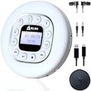 KLIM Journey + Portable CD Player Walkman with Long-Lasting Battery + New 2024 + w/Headphones + Radio FM + Compatible MP3 CD Player + SD Card, FM Transmitter, Bluetooth + Ideal for Cars - White