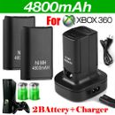 2 Battery Pack & Charger Dock For Microsoft Xbox 360 Wireless Controller Black