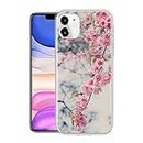 Pnakqil alcatel 1S (2020) Case Clear Transparent with Pattern Design Cute Silicone Shockproof Gel TPU Rubber Soft Ultra Thin Protective Back Phone Case Cover for alcatel 1S 2020, Marble Pink Flower