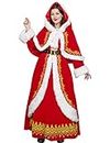 Halfjuly Mrs Claus Costume for Women 3PCS Adult Miss Santa Clause Dress Plus Size Outfit Suit Christmas with Hooded Cape Belt 3XL