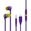 Logitech G333 Wired Gaming in Ear Earphones with Gaming-Grade Dual Drivers with USB-C Adapter & in-line Mic and Volume Control with 3.5mm aux - Purple