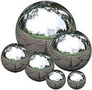 Uandear Stainless Steel Gazing Ball, Abonery 6 Pcs 50-150 mm Mirror Polished Hollow Ball Reflective Sphere, Floating Pond Balls Seamless Gazing Globe for Home Garden Ornament Decorations
