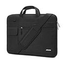 MOSISO Laptop Shoulder Bag Compatible with MacBook Air/Pro,13-13.3 inch Notebook,Compatible with MacBook Pro 14 inch M3 M2 M1 Pro Max 2023-2021,Polyester Flapover Briefcase Sleeve Case, Black