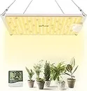 Gerylove LED Grow Light, Full Spectrum Dimmable Plant Lights with Thermometer Humidity Monitor, Growing Lamps for Indoor Plants Veg Bloom Seedlings 2x2/3x3 Ft Coverage
