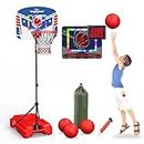 Eaglestone Kid Basketball Hoop Indoor with LED Lights & Scoreboard,Toddler Basketball Hoop Adjustable Height 2.9ft-6ft, Mini Hoop Outdoor with 3 Balls,Basketball Toy Gifts for 3-12 Year Old Boys Girls