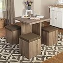 Simple Living 5-piece Baxter Dining Set with Storage Chair Ottomans (Taupe)