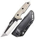 Hunting Knife, Tanto Tactical Knife,Full Tang Fixed Blade Survival Knofe with Kyexd Sheath and Ergonomics G10 Handle (TAN)