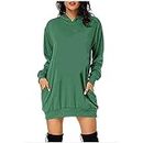 Today 2023 Warehouse Amazon Warehouse Deals Pull Noël Femme Mode Femmes Robe à Capuche Solide Manches Longues Poches Robe Sweat Courte Pull Plaise (Green, L)