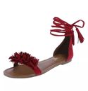 Brash Women's Red Trixie Tie Up Sandals Flat Size 9 1/2 Tassled NWOT Shoes