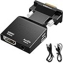 VGA to HDMI Adapter/Converter with Audio (Old PC to TV/Monitor with HDMI), Male VGA to HDMI Video Adapter for TV, Computer, Projector with Audio, Power Cable -D-Sub, 15-pin