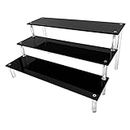 Acrylic Riser,Black Acrylic Shelf Riser 3 Tier Cupcake Display Stand Large Collection Organizer Shelf Stand for Cologne Perfume Food Desserts Holder Cosmetic Products Tabletop Use and More (12"X8"X6")