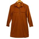 Camisa de Vestido de Pana Old Navy para Mujer XS Quemado Naranja Marrón Cuello Mangas Largas