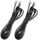 Phone Cord,Glian 2 Pack 6P4C 2M 6.5ft Black Phone Telephone Extension Cord Cable Line Wire RJ11 Modular Plug for Landline Telephone Modem Accessory