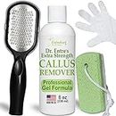 Dr. Entre's Callus Remover Kit for Feet: 8oz Callus Remover Gel, Foot File, Pumice Stone, 5 Glove Pairs for Gel Application, Spa Kit, Foot Care, Pedicure Tools, Scrubber