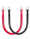 ECO-WORTHY 2AWG Battery Cable with 5/16' Lug Terminals 12inch Cables Set Tinned Copper Battery Inverter Cable for Car, Truck, RV, Solar