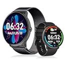 Goodatech AMOLED Smartwatch für Damen und Herren, mit Telefonanruf, IP68 wasserdicht, Smartwatch mit Gesundheitsmonitor, Fitness-Tracker für Android iOS Handys (Schwarz), GD46-1.28-Round