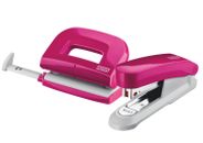 Novus Pink Stapler and Hole Punch set with 1000 staples included - Combo Pack