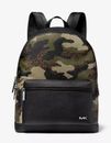NWT MICHAEL KORS MEN'S COOPER Camouflage Logo Backpack In BROWN/BLACK