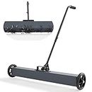 Towallmark 24-Inch Magnetic Sweeper with Wheels, Rolling Magnetic Sweeper Quick Release Latch & Adjustable Long Handle, Magnetic Pickup Tool to Pick Up Nails, 33 LBS Capacity