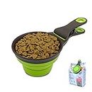 CaoXiong 3-in-1 Multi-use Dog Food Measuring Cup with Bag Clip, Collapsible Dog Food Scoop, 3-In-1 Dog Food Scoop with Bag Clip and Measuring Cup,Pets Food Scooper for Containers, Portion Control Serving Spoons