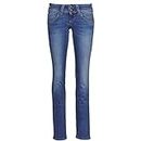 Pepe Jeans Venus Jeans a Vita Bassa Regular Fit da Donna Authentic Rope, Blu (Denim-d24), 24W / 34L
