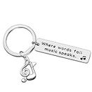 Music Keychain Gift Where Words Fail Music Speaks Keyring Music Lover Gift Music Note Keychain Gift for Music Teacher Student Musicians Jewelry Inspirational Gift Music Key Ring