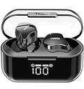 TOZO T18 Bluetooth 5.3 True Wireless Stereo Earphones IPX8 Waterproof in Ear Headset Call Noise Reduction Headphones with Digital Display and Transparent Case Long Standby Earbuds Black